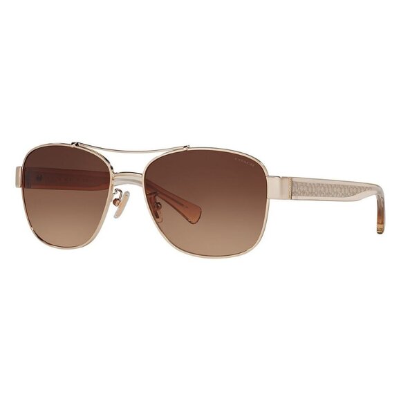 New COACH L151 Gold Aviator HC7064 926513 Sunglasses Women - Picture 1 of 4